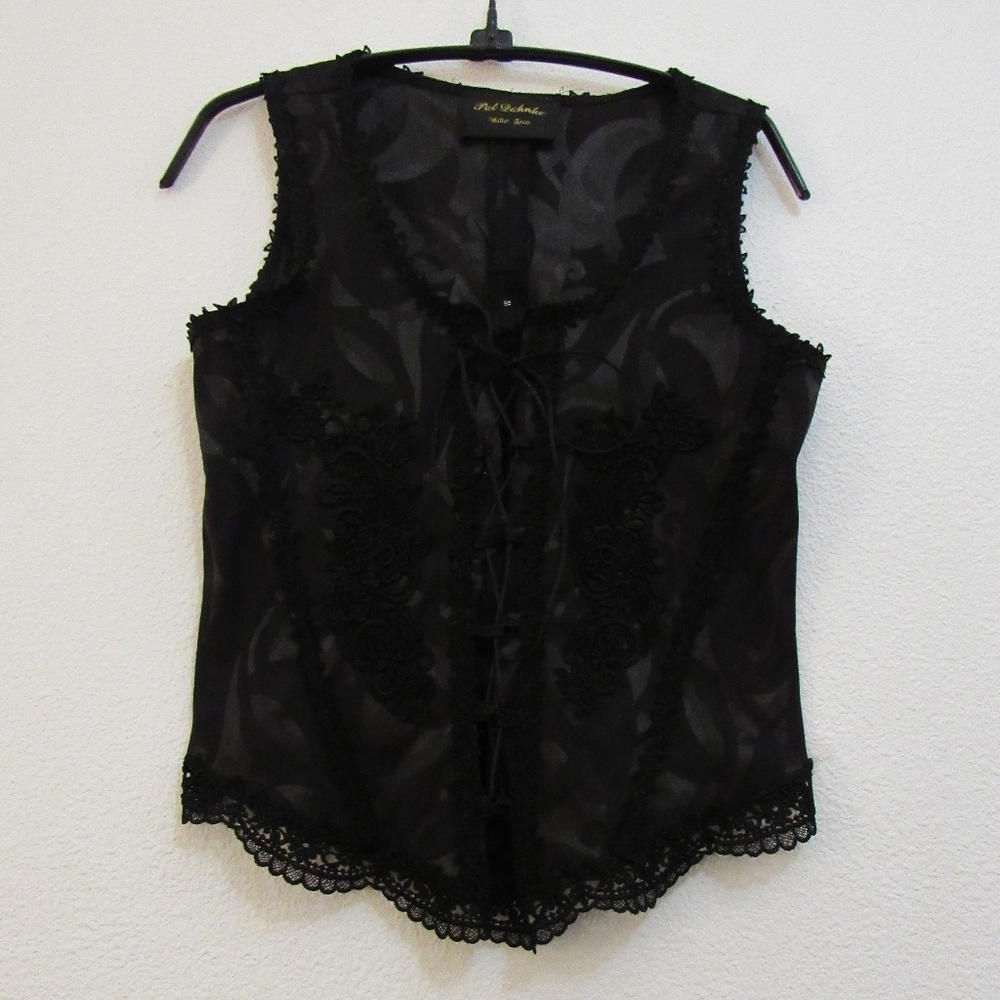 Lace up black camisole